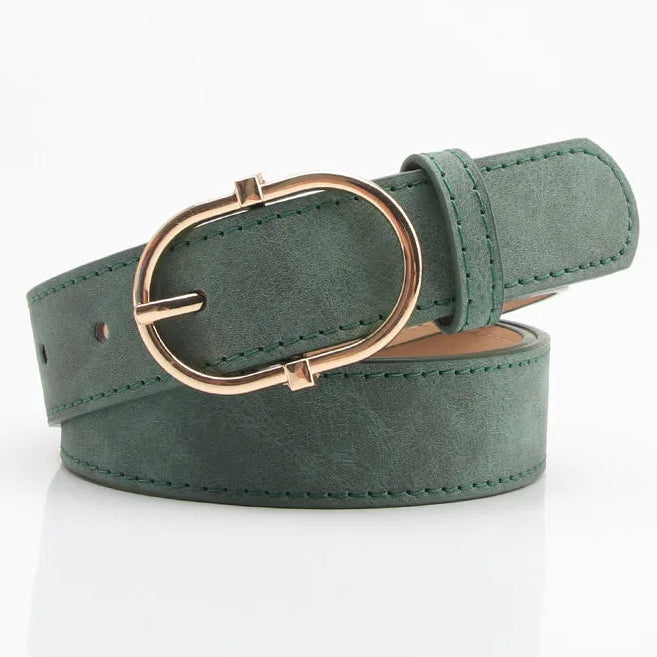 Damen Gürtel aus PU-Leder – 2,8×106 cm Schlichtes Nadelverschluss Design | Modischer Koreanischer Stil Taillengürtel für Jeans, Hosen & Kleider Kaufschwan® Grün