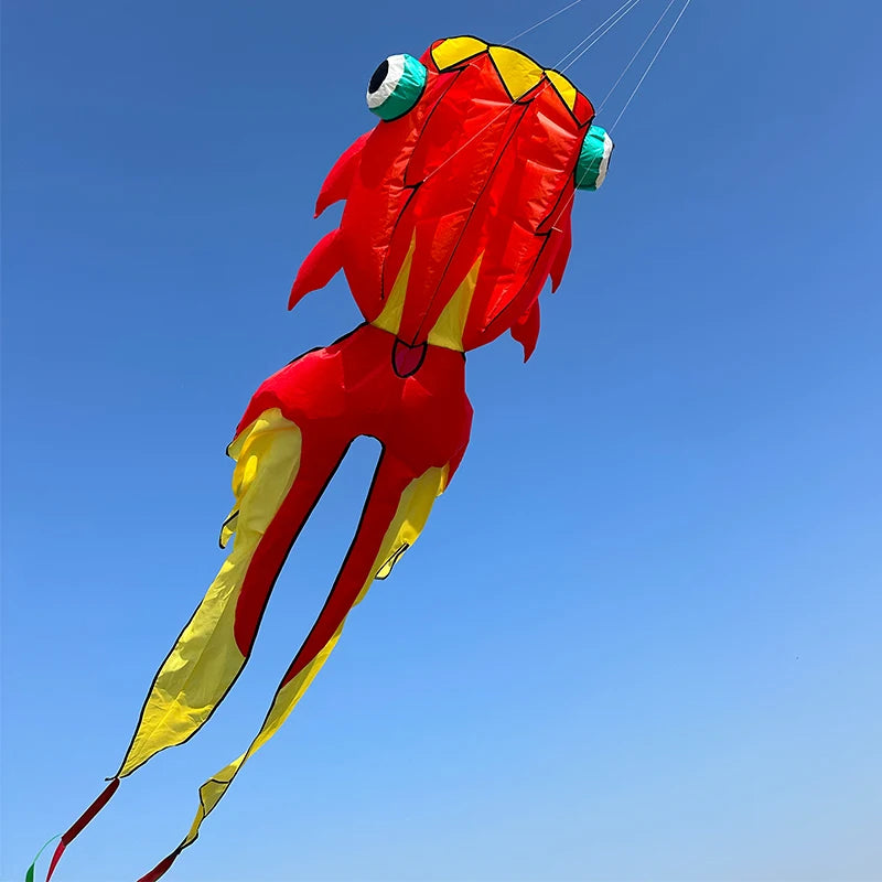 10M 3D-Goldfischdrachen – Großer Aufblasbarer Weicher Nylondrachen mit 3 Lufteinlässen für Strand und Freizeit Kaufschwan®
