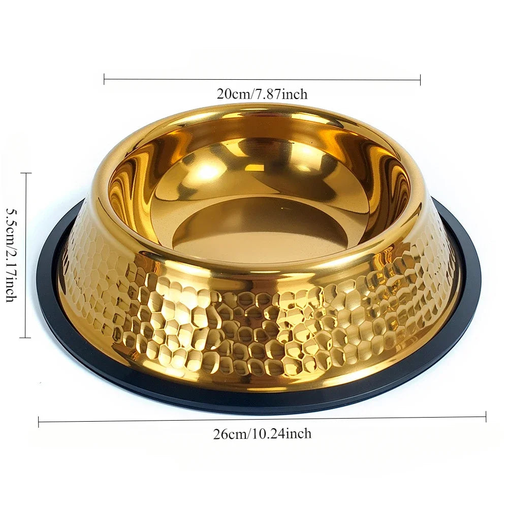 Luxuriöser Edelstahl Futternapf – Rutschfeste Haustierschüssel in Gold-Optik Kaufschwan® 26cm