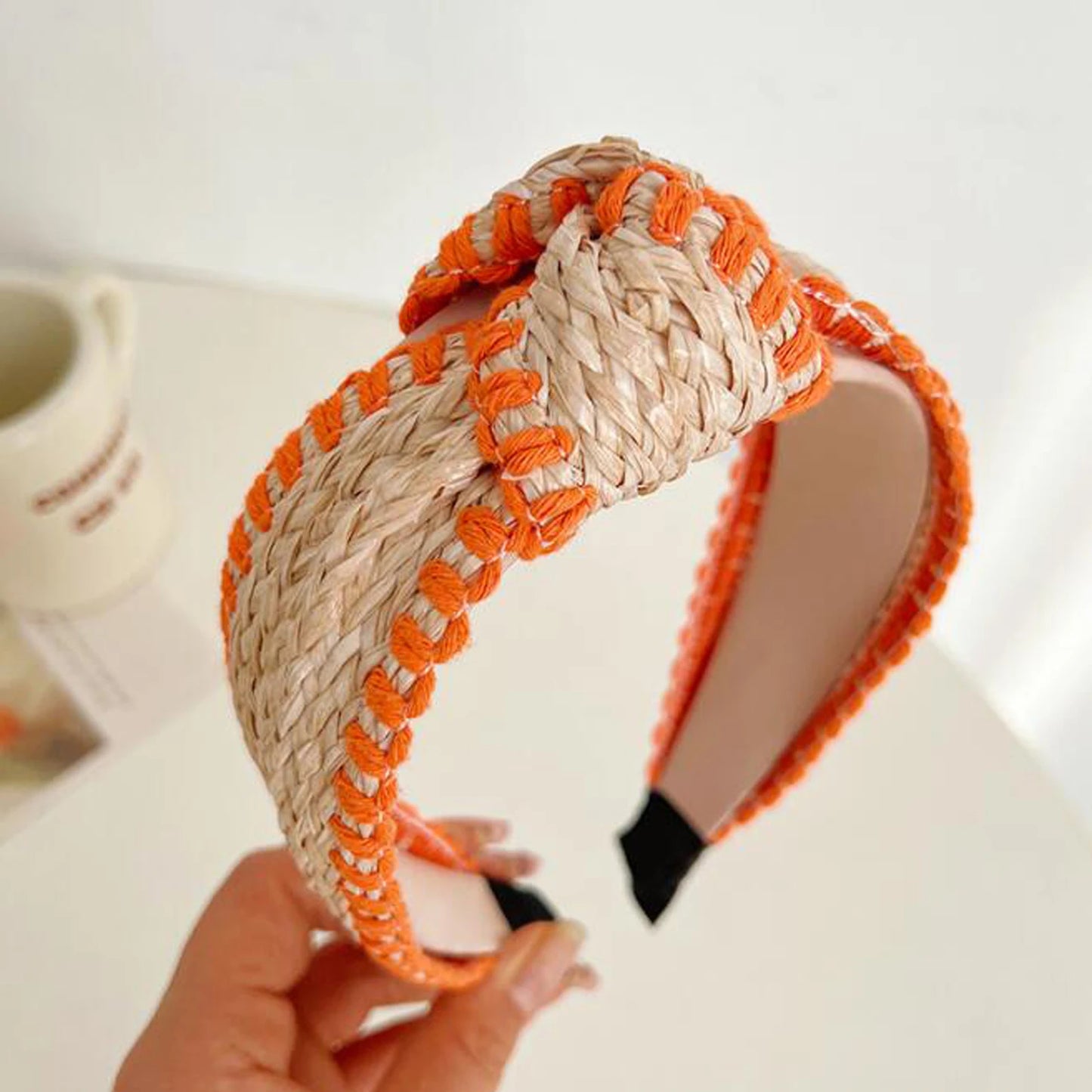 Strohgeflochtener Haarreif – Modischer Sommer-Turban-Haarreifen für Damen | Leichtes Haaraccessoire für Erwachsene