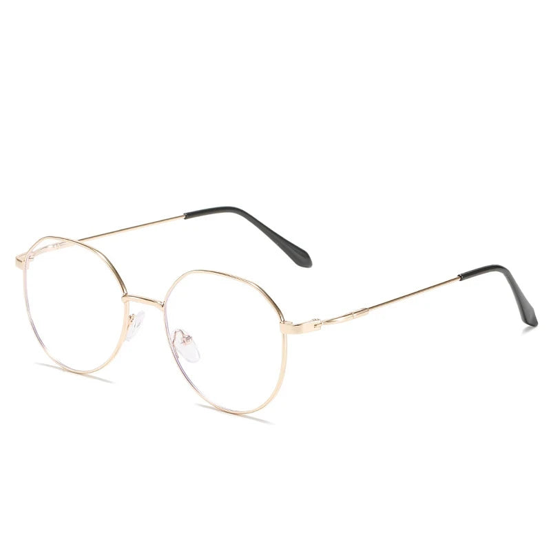 Metall Rund Anti-Blau-Licht Brille – Klassische Transparente Fassung für Damen & Herren | Quadratische Computerbrille Oculos Feminino Kaufschwan® Gold