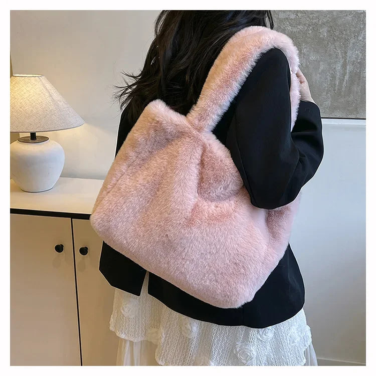 Herbst Winter Plüsch Tote Bag – Damen Modische Schultertasche | Vielseitige weiche Handtasche Kaufschwan®