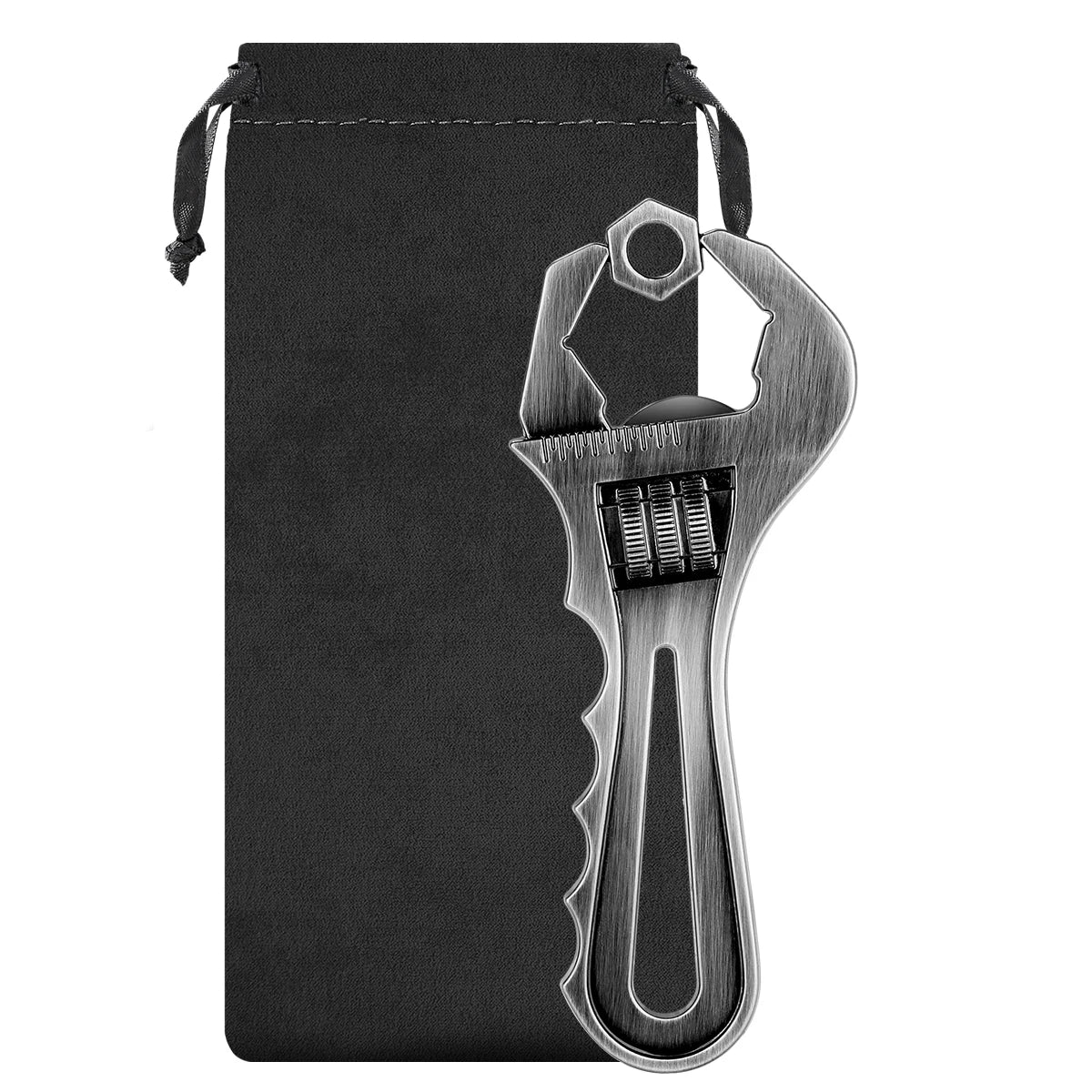 Schraubenschlüssel Flaschenöffner – Metall Werkzeug Design Geschenk für Ingenieure Kaufschwan® Grau mit Tasche