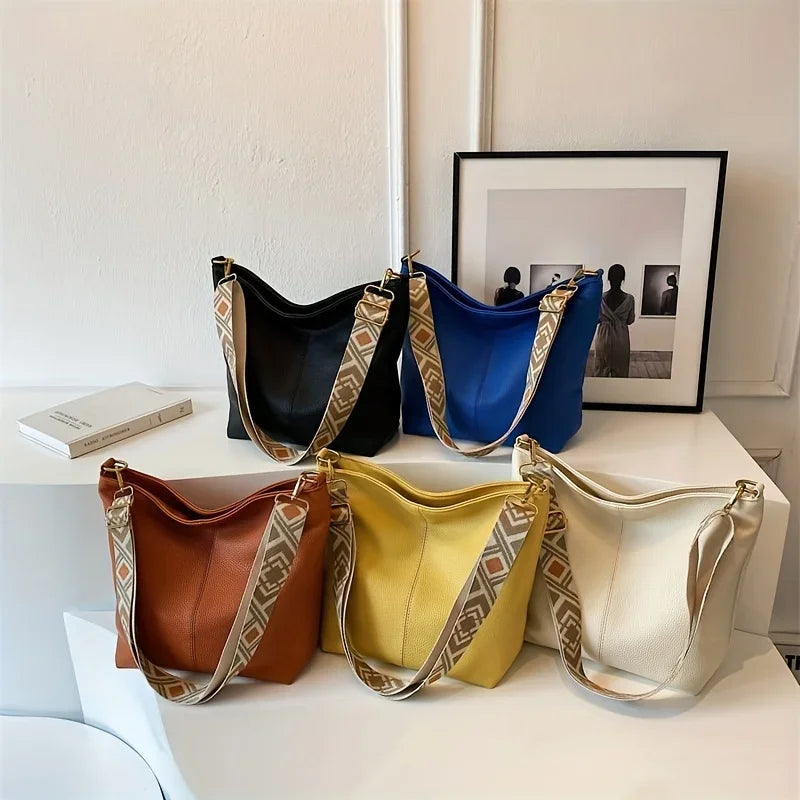 Schlichte Damen Crossbody Tasche mit Großem Fassungsvermögen – Lässige Multifunktionale Pendler Tasche | Schultertasche mit PU Leder Struktur Kaufschwan®