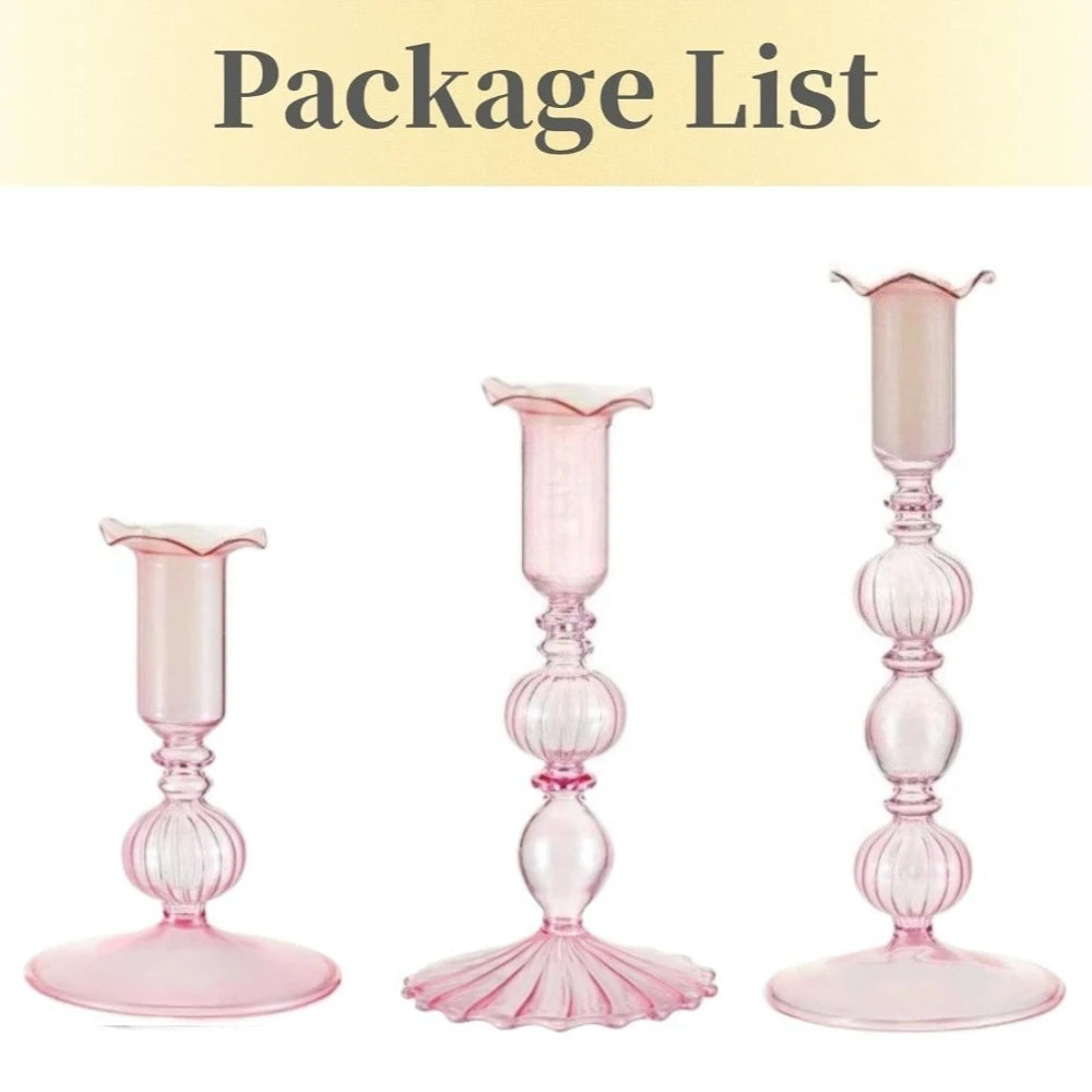 Transparente (3 Stück) Kerzenhalter – Elegante Gewellte Kerzenständer für Stabkerzen zur Wohn- & Party Dekoration