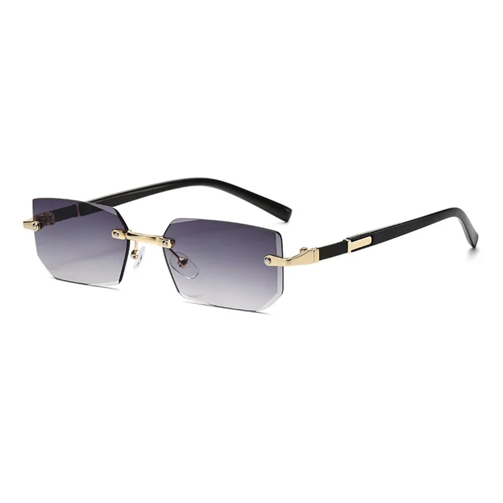 Trendige Randlose Rechteckige Sonnenbrille – Rahmenlose Retro-Sonnenbrille mit UV400-Schutz für Damen und Herren, ideal für Sommer und Reisen Kaufschwan® Grau