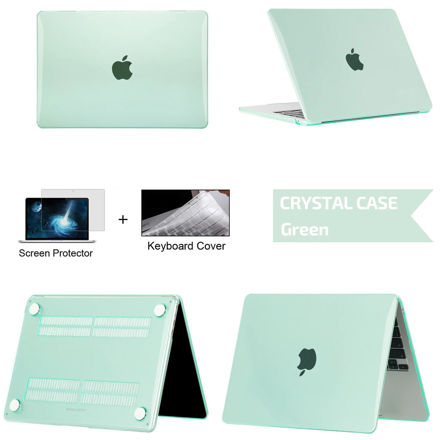 Laptop Hülle für MacBook Air & Pro – Schlanke Stoßfeste Hartschalen Schutzhülle Kaufschwan® Kristallgrün Neo A3404