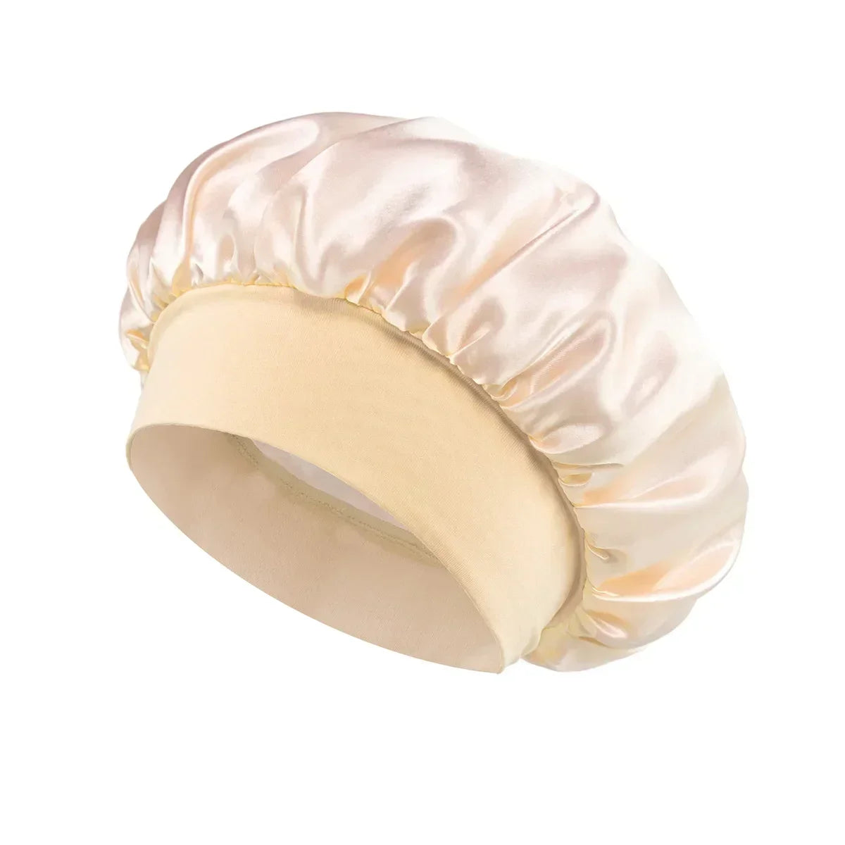 Satin-Schlafhaube für Damen – Große Elastische Haarhaube mit Breitem Weichem Band für Lockiges Haar und Nachtpflege