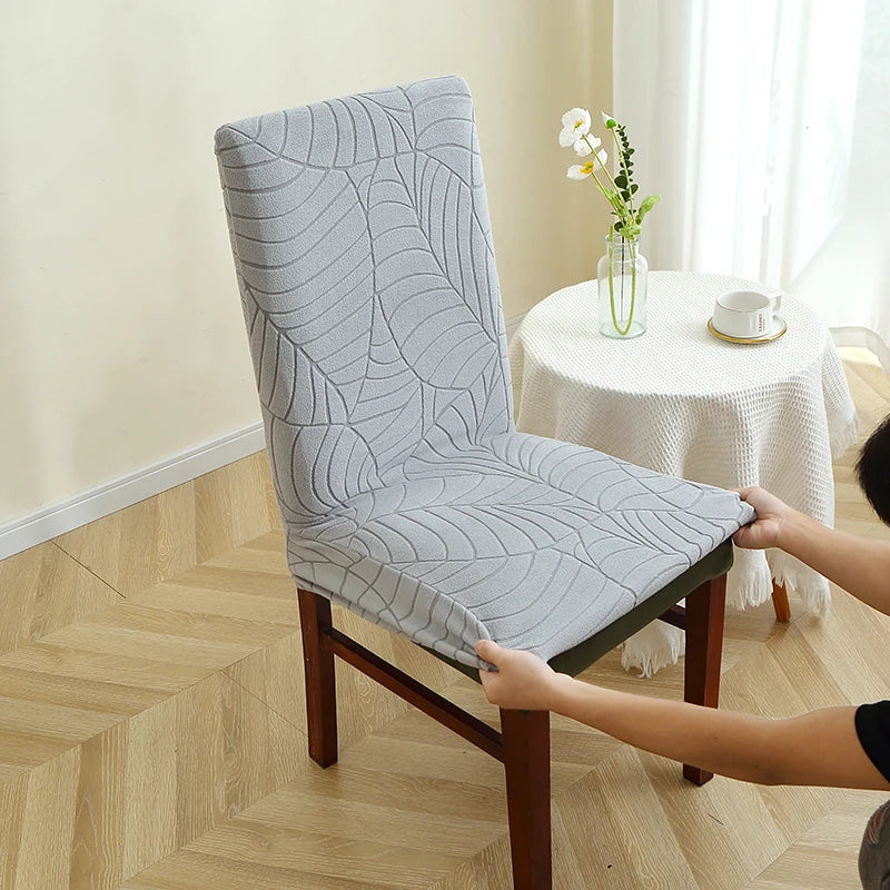 1/2/4/6 Stück Blatt Jacquard Stuhlbezug – Einfarbiger Spandex Sitzbezug | Elastischer Stuhlschutz für Küche, Esszimmer & Restaurant Kaufschwan®