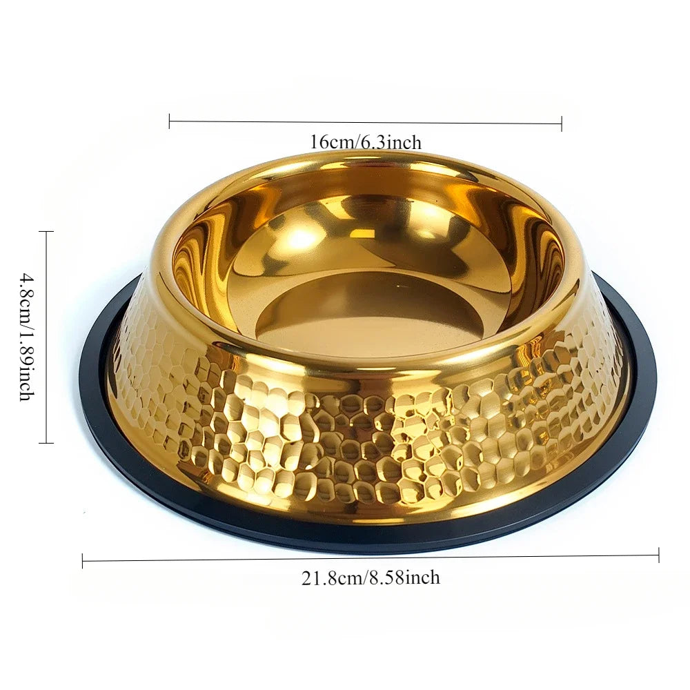 Luxuriöser Edelstahl Futternapf – Rutschfeste Haustierschüssel in Gold-Optik Kaufschwan® 21.8cm