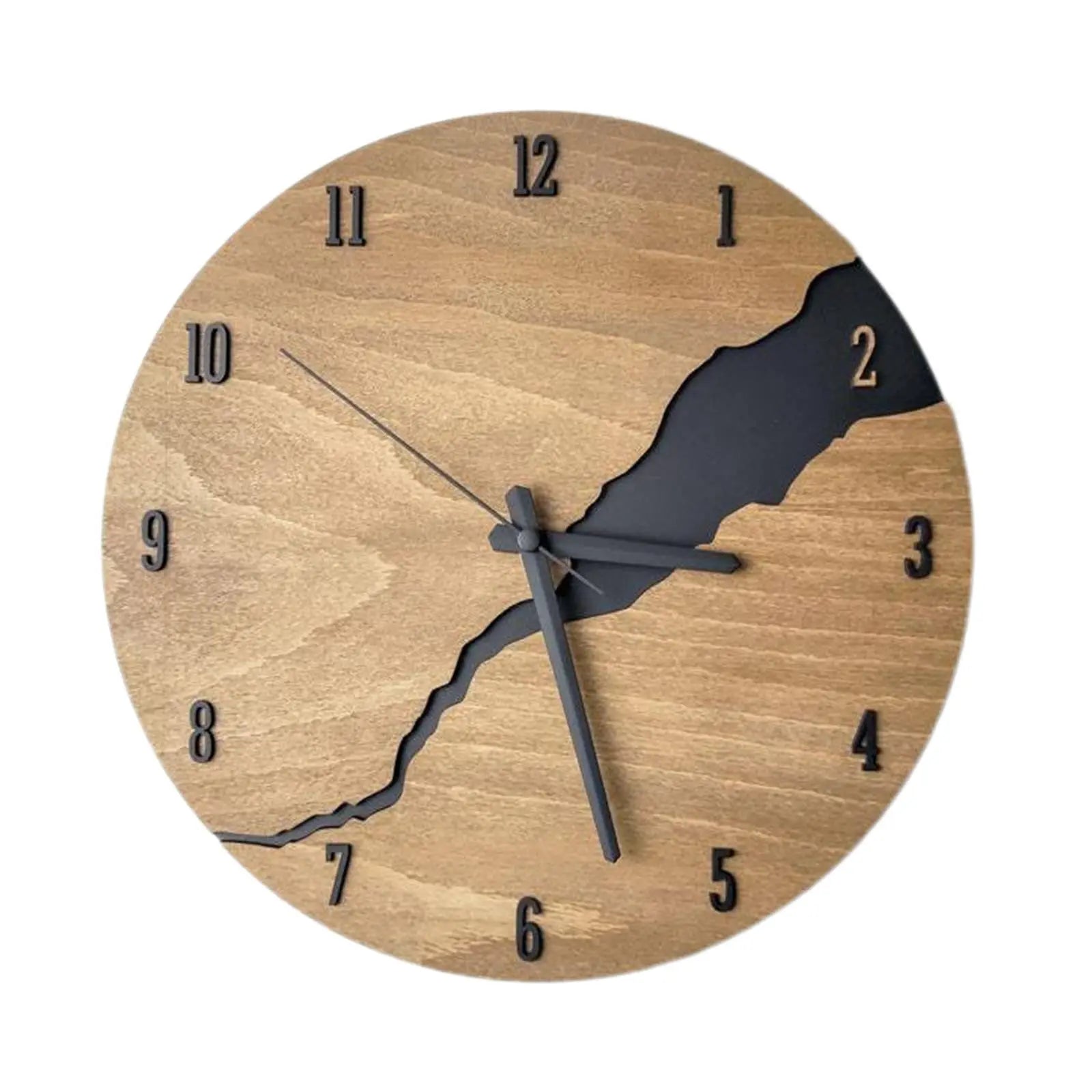 Gebrochene Holz Wanduhr – Leise Große Quarz Deko Uhr Kaufschwan® Design 2 12 Zoll