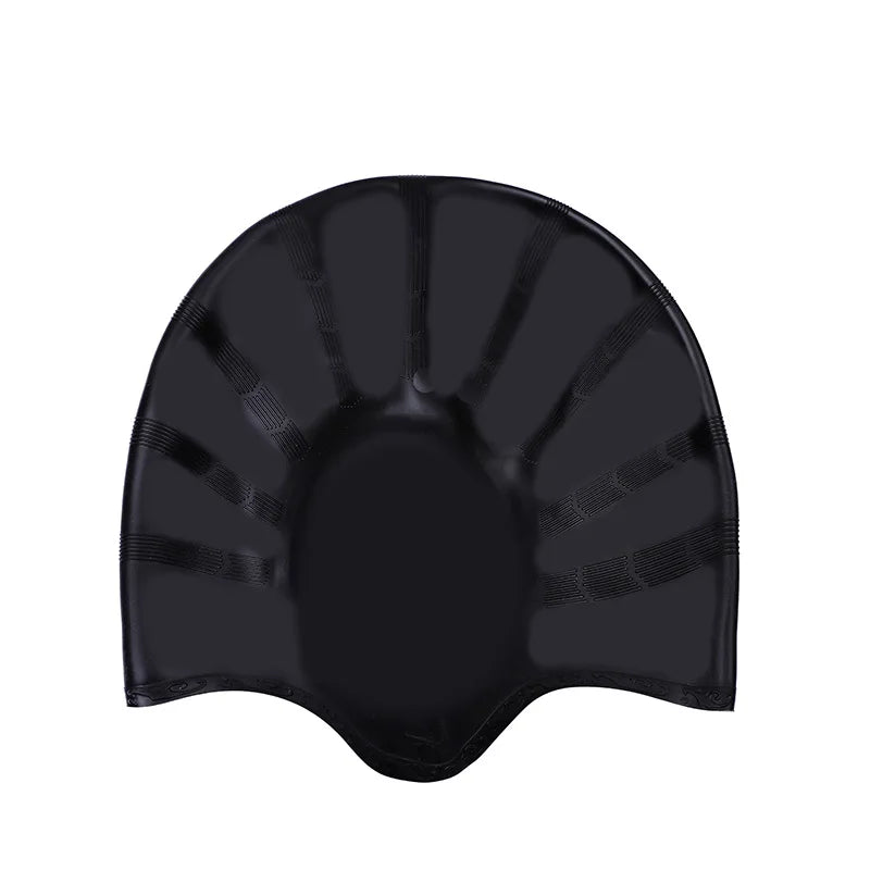 Wasserdichte Schwimmkappe aus Silikon – Hohe Elastizität | Unisex Schwimmhaube mit Ohrenschutz für Langes Haar Kaufschwan® Schwarz