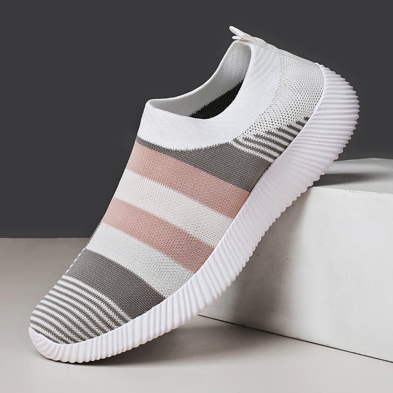 Damen Slip-On Sneaker – Hochwertige Freizeitschuhe | Bequeme Loafer für Spaziergänge | Übergrößen bis 44 Kaufschwan® Rosa 35