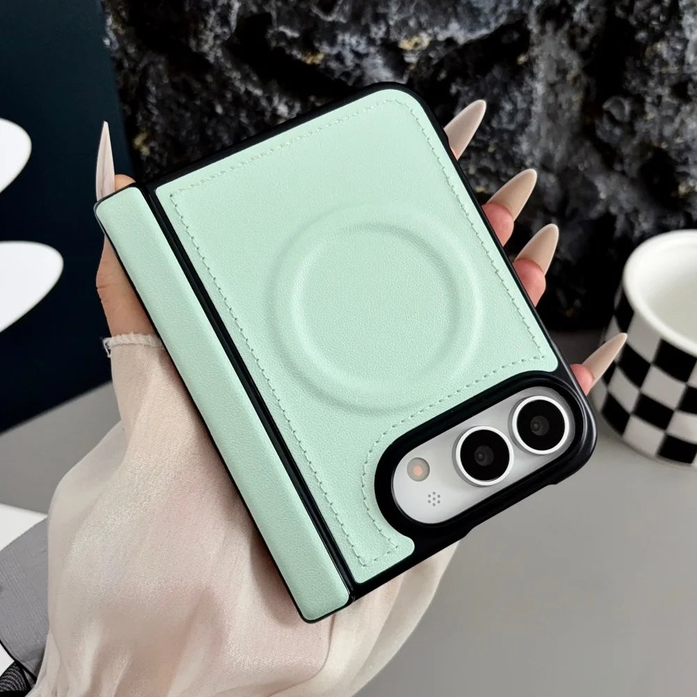 Luxuriöse Matte Lederhülle für iPhone Duo – Magnetische MagSafe-Kompatible Schutzhülle mit Kabellosem Laden und Stoßschutz Kaufschwan®