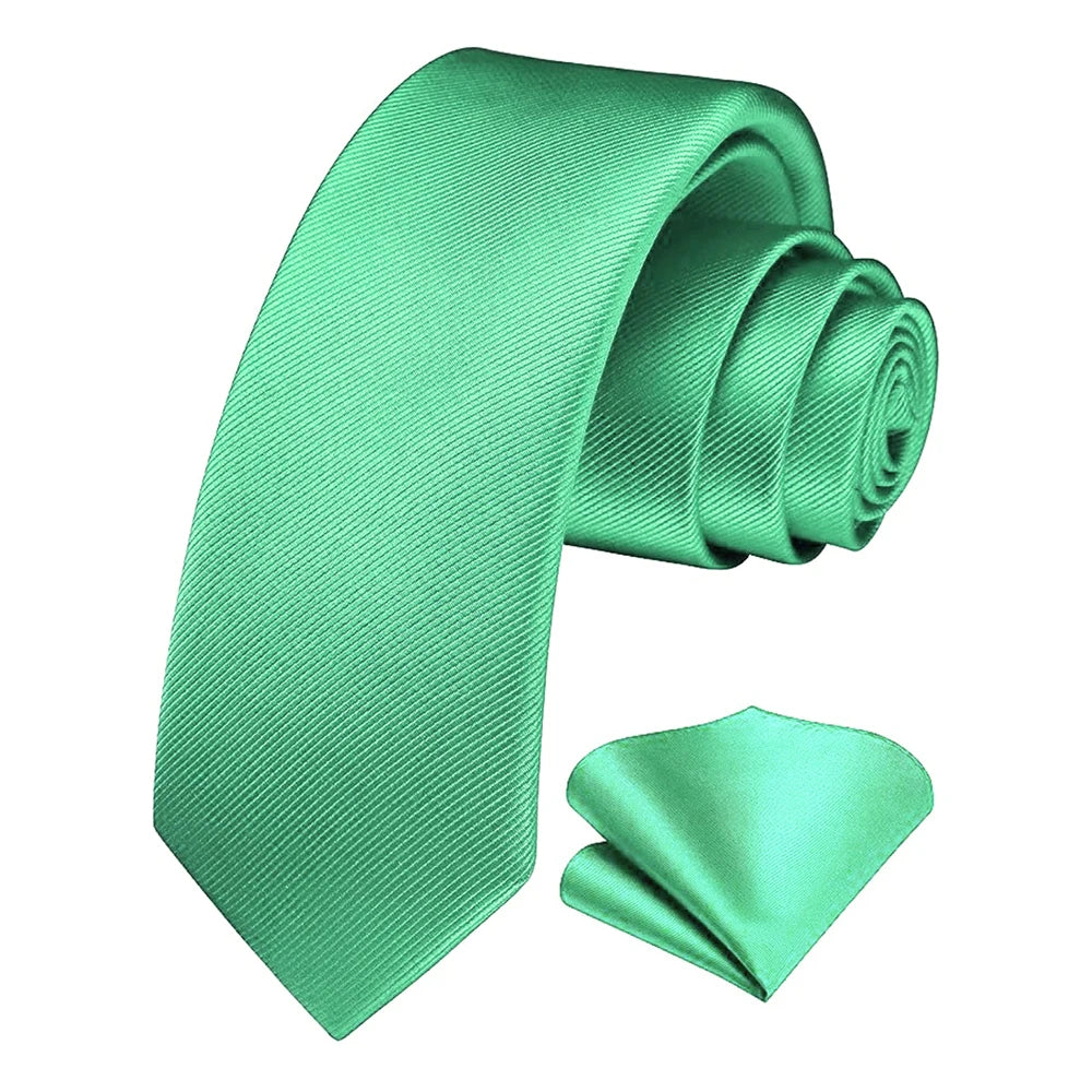 SALE - Herren Seidenkrawatten-Set – 6 cm Schmale Krawatte mit Passendem Einstecktuch | Elegantes Geschenk für Hochzeit, Business & Formelle Anlässe Kaufschwan® Mintgrün