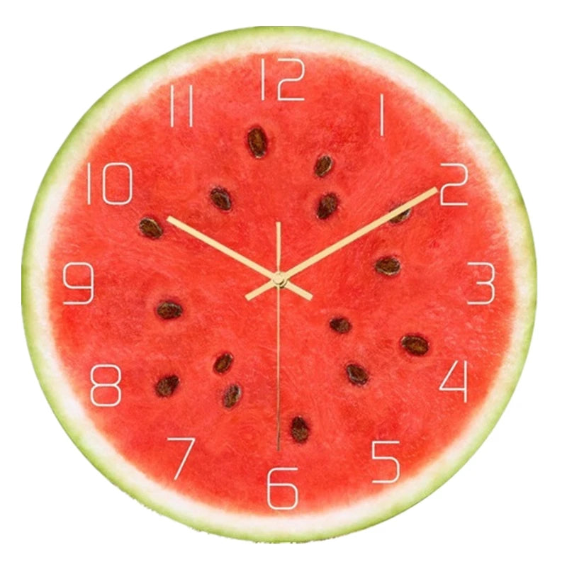 Zitrus Früchte Wanduhr – Leise Quarz Küchen Deko Uhr Kaufschwan® Melone 30cm 12inch