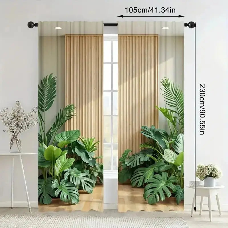 Tropischer Monstera Palmblatt Verdunkelungsvorhang für Wohnzimmer Schlafzimmer Fenster 2 Stück/Set Kaufschwan®