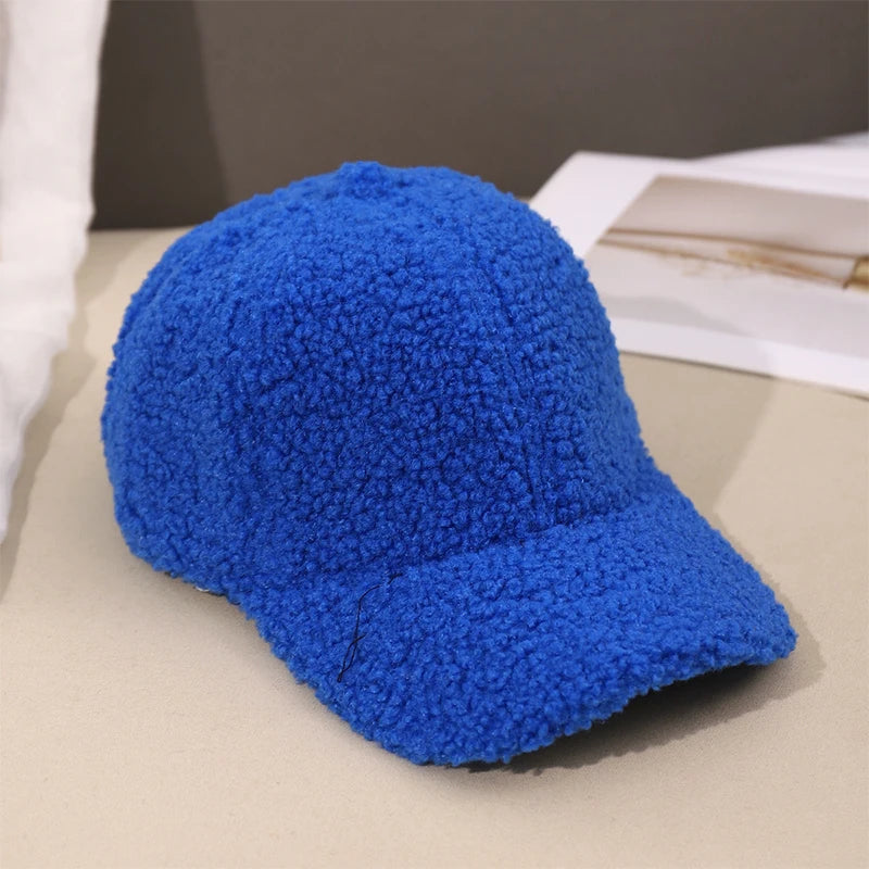 Herbst Winter Baseballkappe | Damen Kappe aus Kunstlammwolle | Warme Plüsch Baseballkappe Kaufschwan®