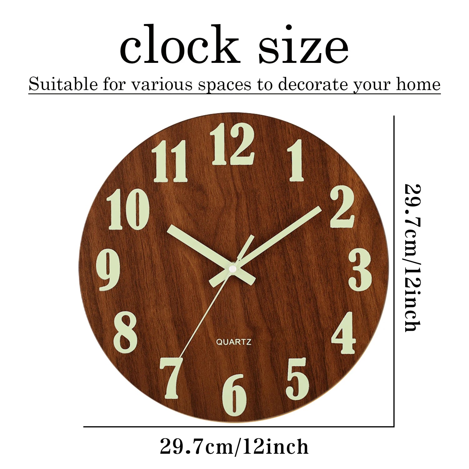 12 Zoll Leuchtende Holz Wanduhr – Leise Nordische Nachtlicht Uhr Kaufschwan®