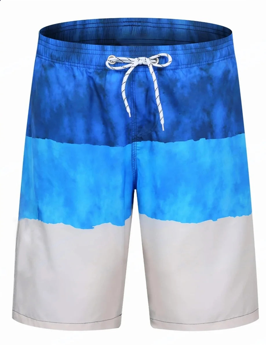 3D Grafik Strandshorts – Unisex Pineapple Print Surfshorts | Sommer Hawaii Badehose für Herren, Damen & Kinder Kaufschwan® Blau-Weiß Verlauf L