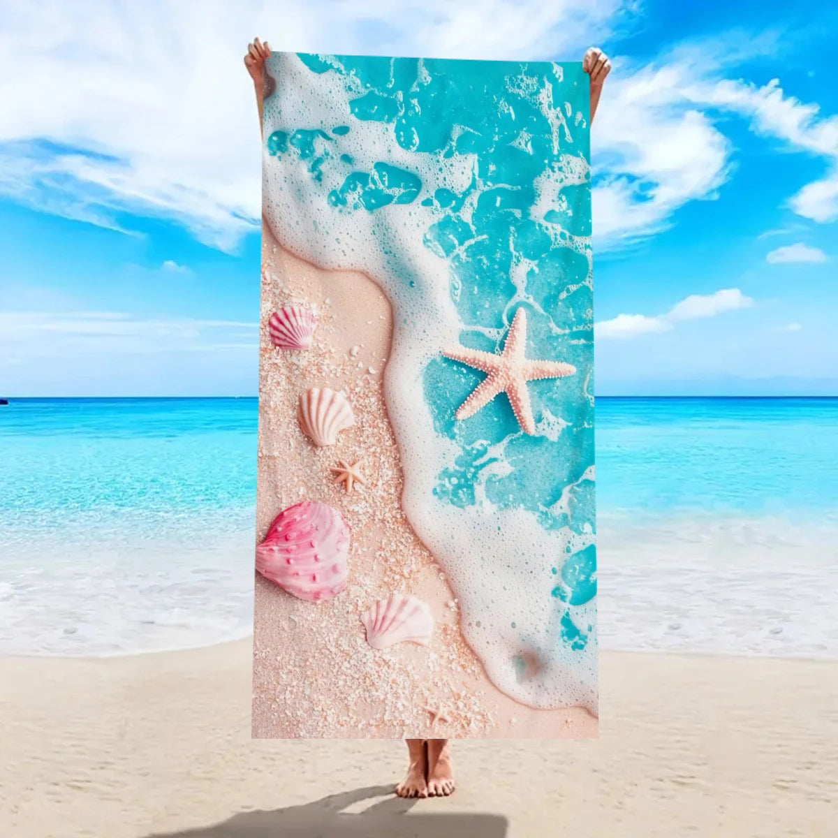 Strandtuch mit Ozean-Motiv – Schnell Trocknendes Mikrofaser Handtuch | Multifunktionales Handtuch für Sport, Schwimmen & Fitness Kaufschwan® Design 1 150x75cm