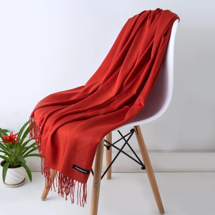 Damen Pashmina Schal | Weich wie Kaschmir | Schal, Reise- & Büro-Accessoire Kaufschwan® Rot 70x200CM