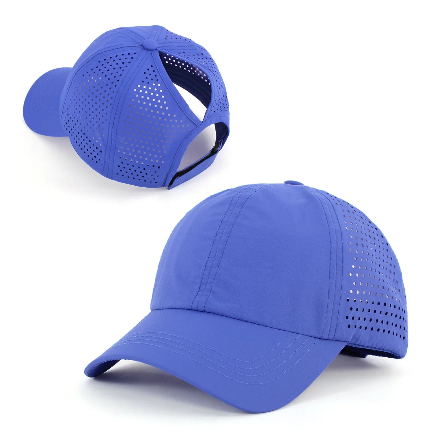 Damen Zopf Cap | Damen & Herren Mesh Atmungsaktive Baseballcap | UV-Schutz & Ponytail-freundlich Verstellbar Kaufschwan® Blau