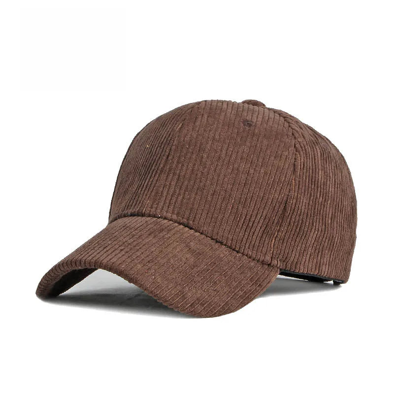Cord Baseballkappe | Damen & Herren Baumwolle Einfarbige Baseballcap | Herbst Warm Hip Hop Snapback Baseballcap Kaufschwan® Kaffee