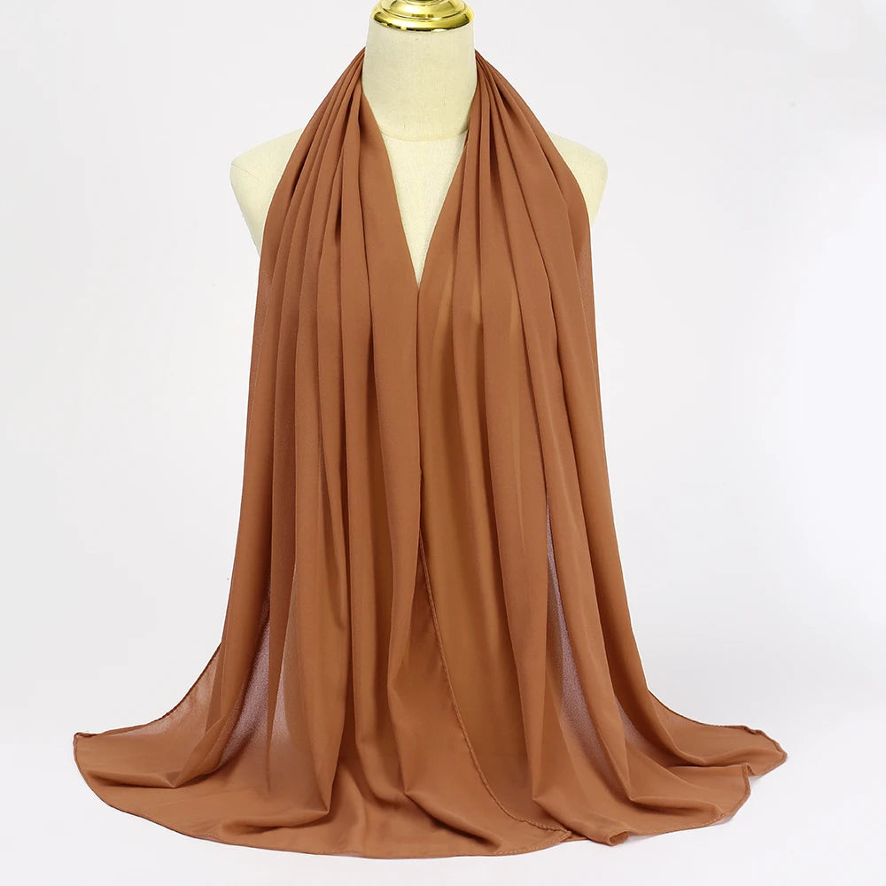 Muslimischer Chiffon Hijab Schal – Damen Langer Einfarbiger Kopf Schal | Eleganter Jersey Schleier & Modisches Umschlagtuch Kaufschwan®