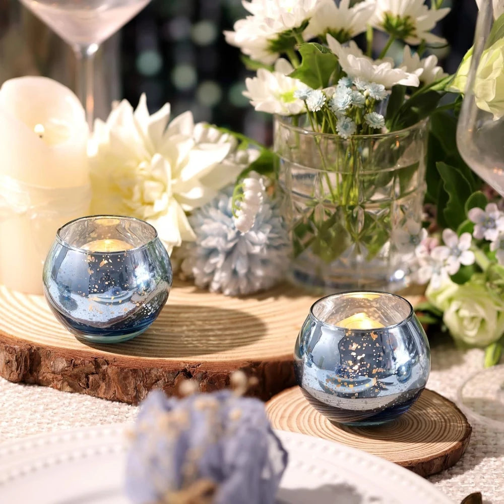 6 / 12 Stück Mercury Glas Teelichthalter – Bunte Kreative Kerzenhalter für Wohndeko, Hochzeit & Party Tischdekoration Kaufschwan®