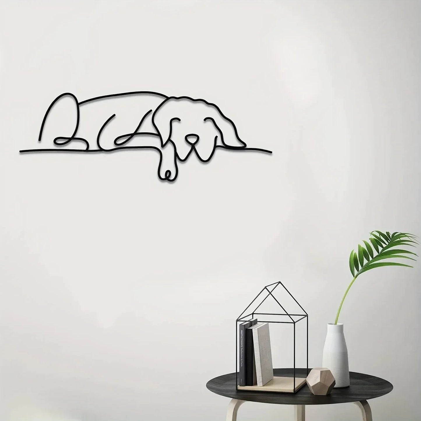 Metall Hunde Wanddeko – Minimalistisches Metall Wandbild für Wohnzimmer Kaufschwan®