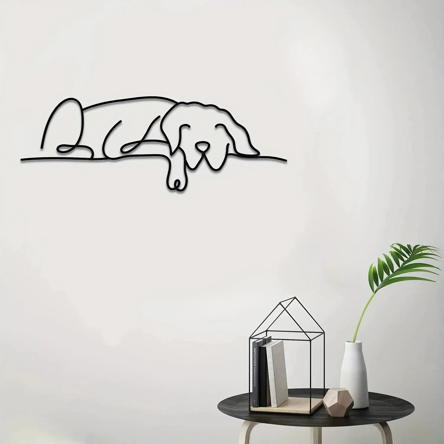 Metall Hunde Wanddeko – Minimalistisches Metall Wandbild für Wohnzimmer Kaufschwan®