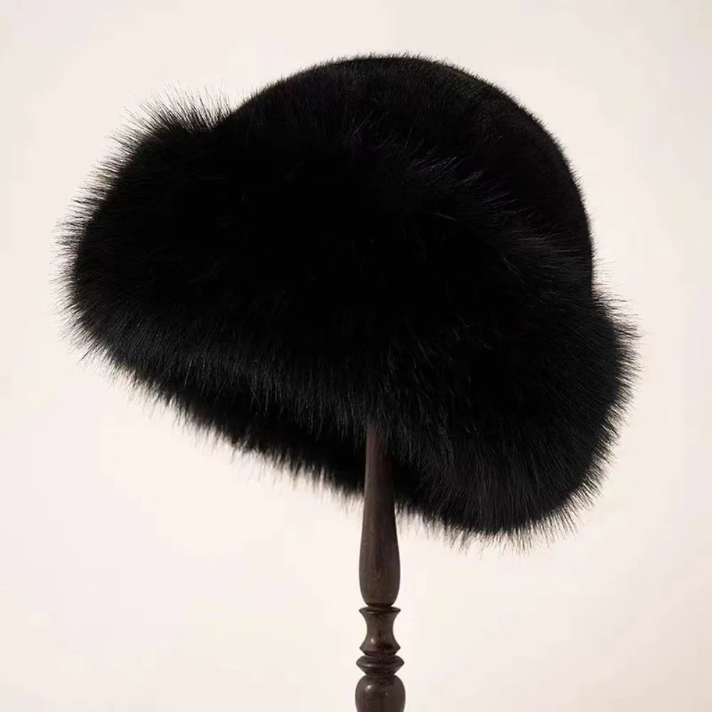 Damen Flauschige Mütze – Warme Wintermütze | Plüsch Mütze für Kalte Schneetage Kaufschwan® Schwarz