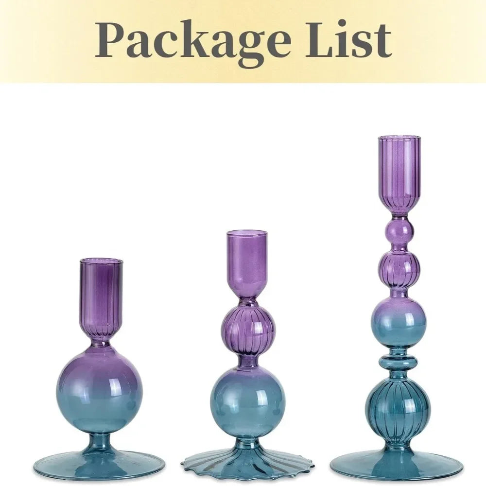 Transparente (3 Stück) Kerzenhalter – Elegante Gewellte Kerzenständer für Stabkerzen zur Wohn- & Party Dekoration