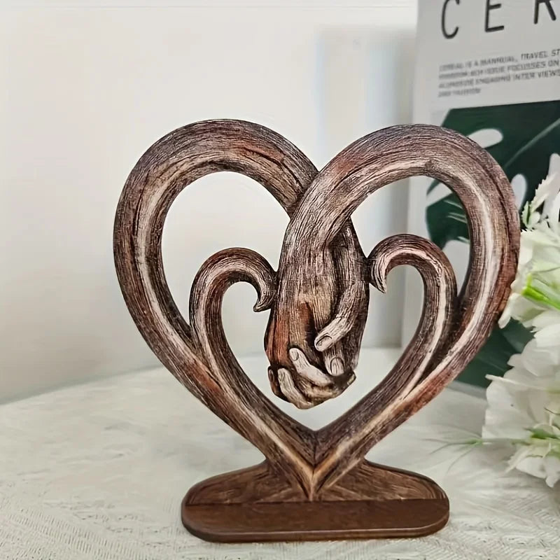 Deko Herz mit Haltenden Händen – Flache Holz Wanddekoration Symbol für Ewige Liebe Kaufschwan®
