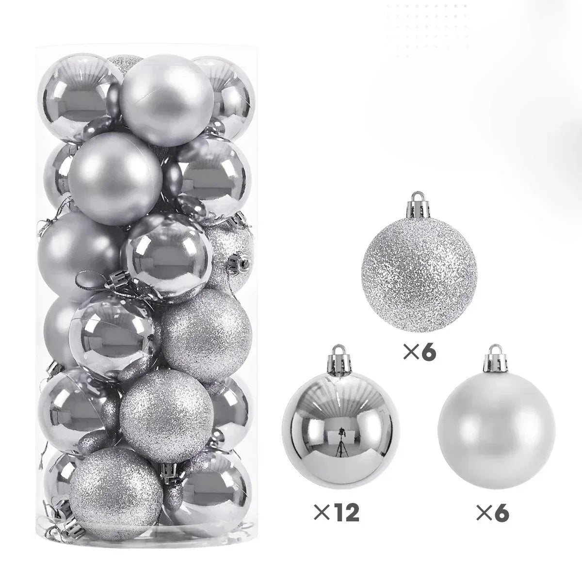 24 Stück 4CM Weihnachtskugeln – Bruchsichere Baumdekoration | Hängende Christbaumkugeln für Zuhause & Festliche Anlässe Kaufschwan® Silber 4CM