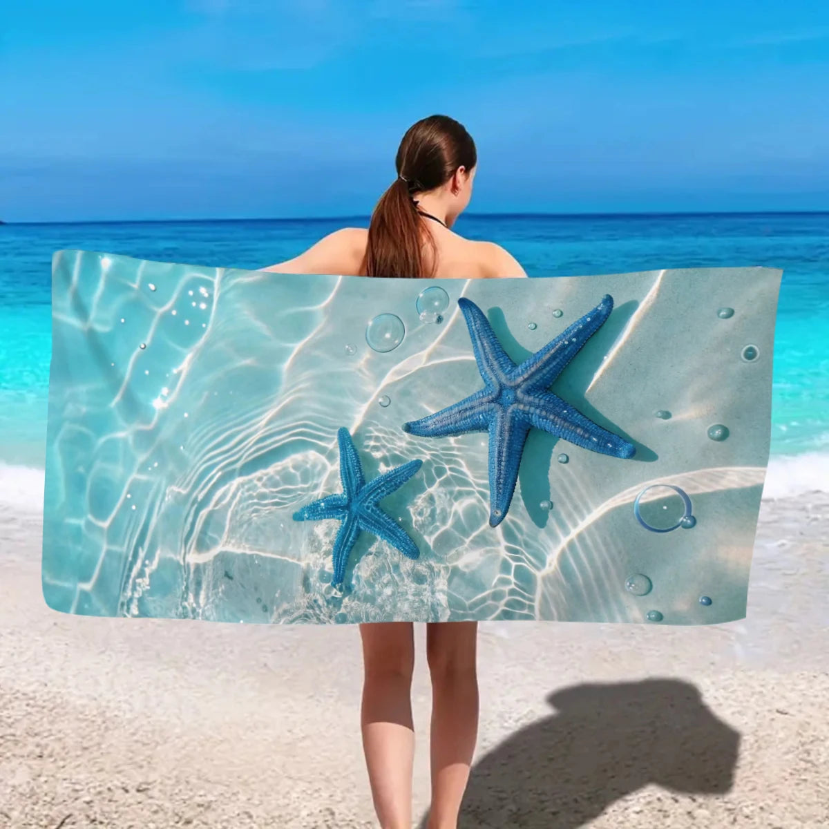 Strandtuch mit Ozean-Motiv – Schnell Trocknendes Mikrofaser Handtuch | Multifunktionales Handtuch für Sport, Schwimmen & Fitness Kaufschwan®