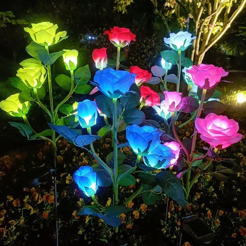 5-Köpfe Rosen Rasenlampe Solarlichter – Außen Dekorative Solar Gartenleuchten für Hof, Terrasse, Garten & Hochzeit Kaufschwan®