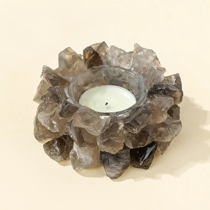 Natürlicher Kristall Rohstein Kerzenhalter – Amethyst, Citrin & Rosenquarz Aromatherapie Stein für Weihnachten & Wohndekoration Kaufschwan® Design 1