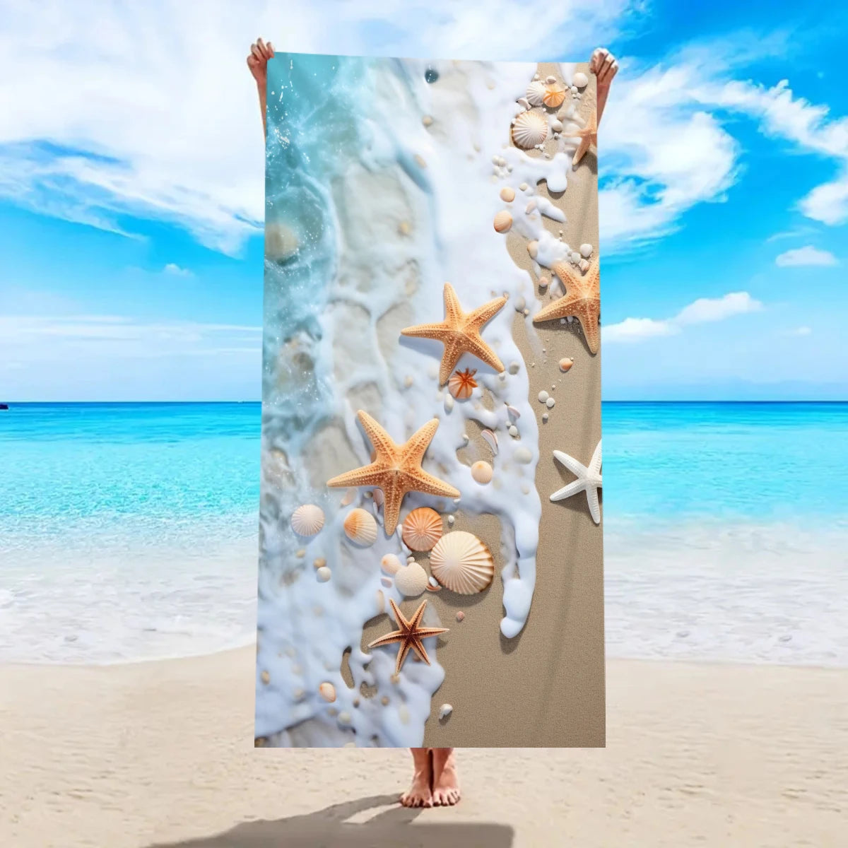 Strandtuch mit Ozean-Motiv – Schnell Trocknendes Mikrofaser Handtuch | Multifunktionales Handtuch für Sport, Schwimmen & Fitness Kaufschwan® Design 4 150x75cm