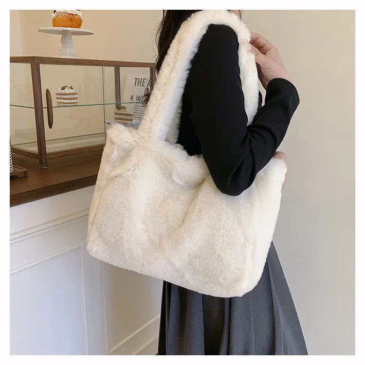 Herbst Winter Plüsch Tote Bag – Damen Modische Schultertasche | Vielseitige weiche Handtasche Kaufschwan®