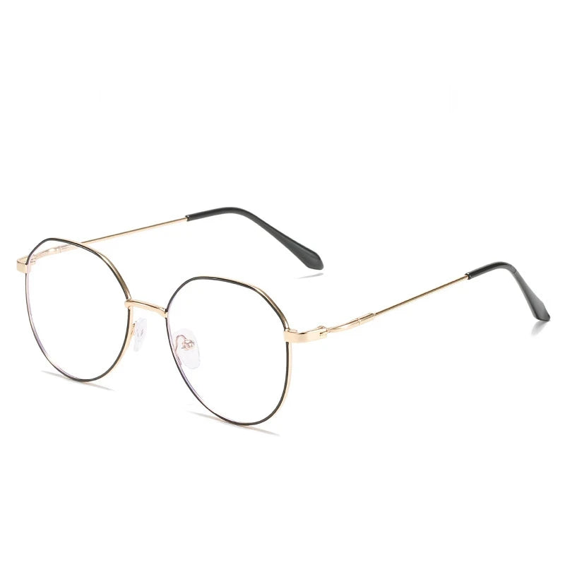 Metall Rund Anti-Blau-Licht Brille – Klassische Transparente Fassung für Damen & Herren | Quadratische Computerbrille Oculos Feminino Kaufschwan® Schwarz-Gold