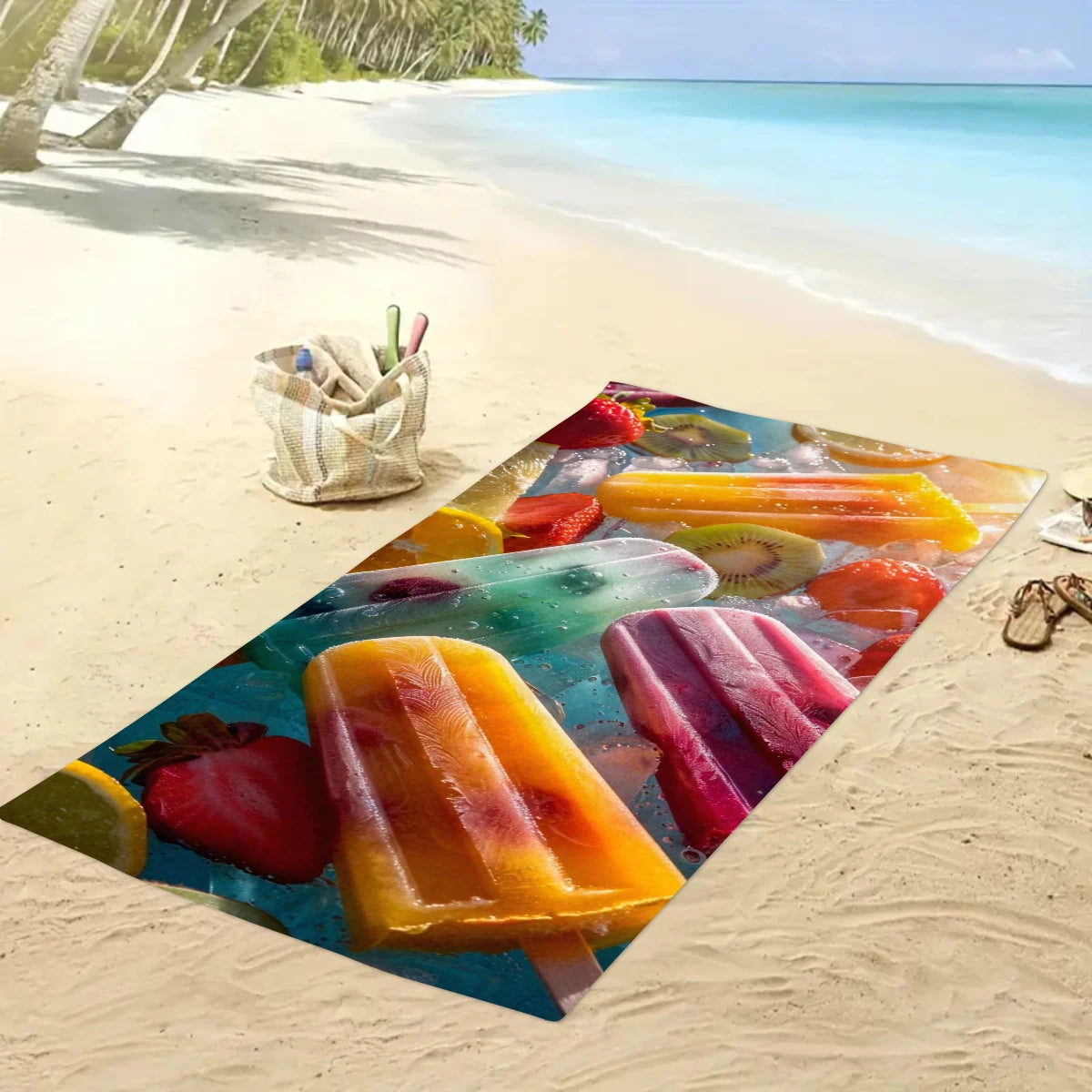 Strandtuch mit Eiscreme-Motiv – Schnell Trocknendes & Saugfähiges Mikrofaser Handtuch | Lustiges Sommer Handtuch für Reisen, Sport & Yoga Kaufschwan®