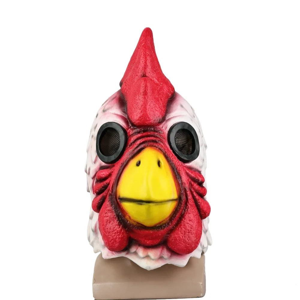 Cosplay Latex Miami Hahn Maske – Lustige Hühnerkopf Tiermaske für Halloween, Maskerade & Erwachsene Kostümpartys Kaufschwan®