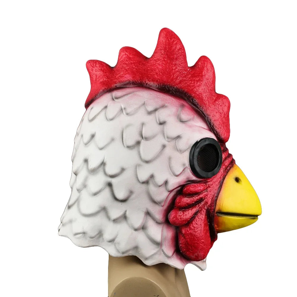 Cosplay Latex Miami Hahn Maske – Lustige Hühnerkopf Tiermaske für Halloween, Maskerade & Erwachsene Kostümpartys Kaufschwan®