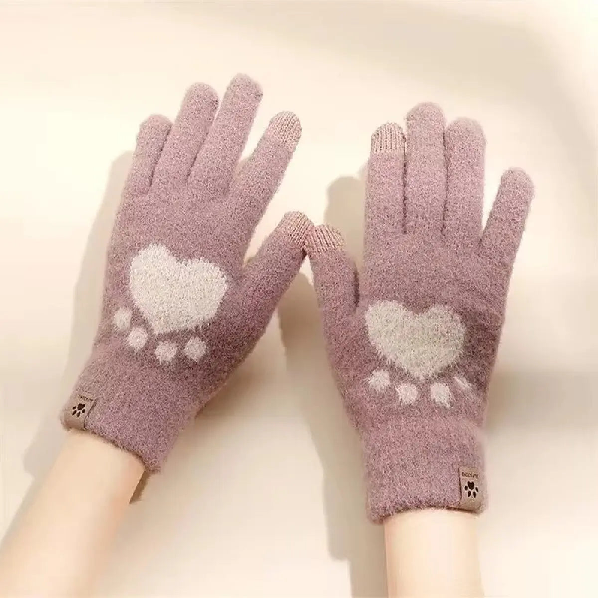 Damen Winter Pfoten Handschuhe – Flauschige Warme Strickhandschuhe | Touchscreen Vollfinger Fäustlinge für Kaltes Wetter Kaufschwan®