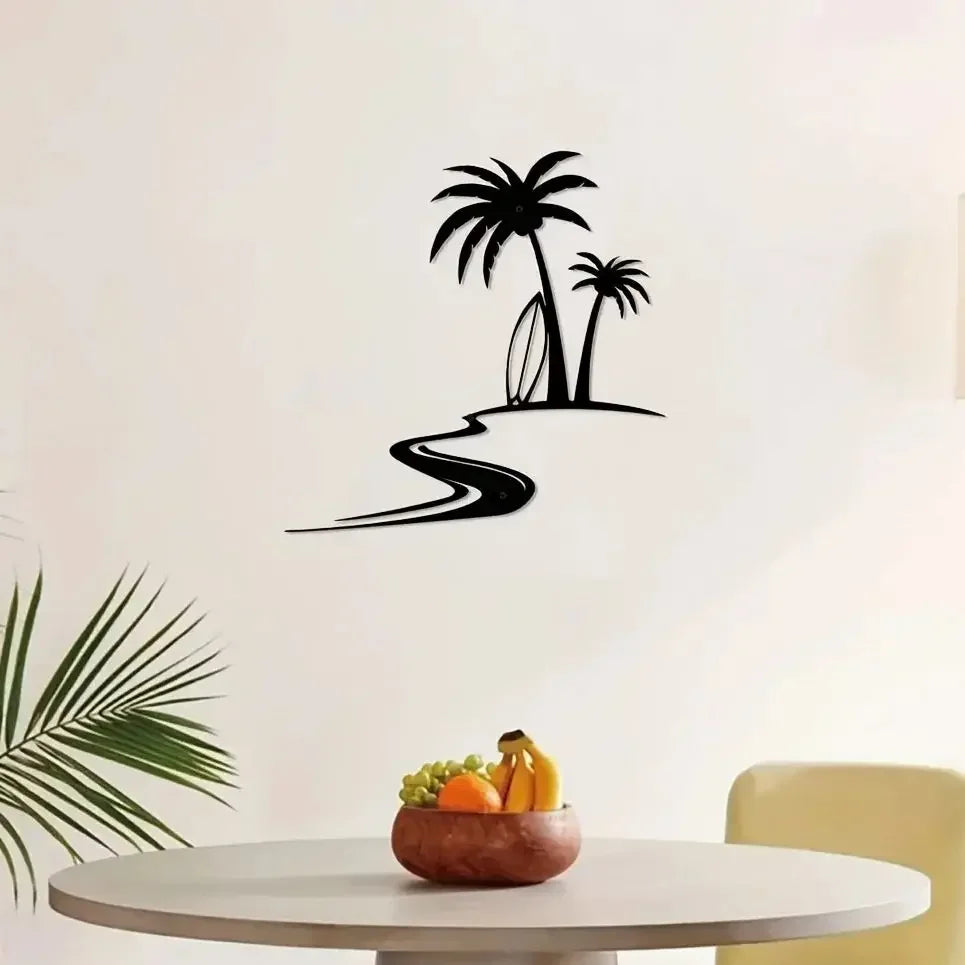 Strand Kokospalmen Metall Wandbild – Innen & Außen Küstendekoration Kaufschwan®