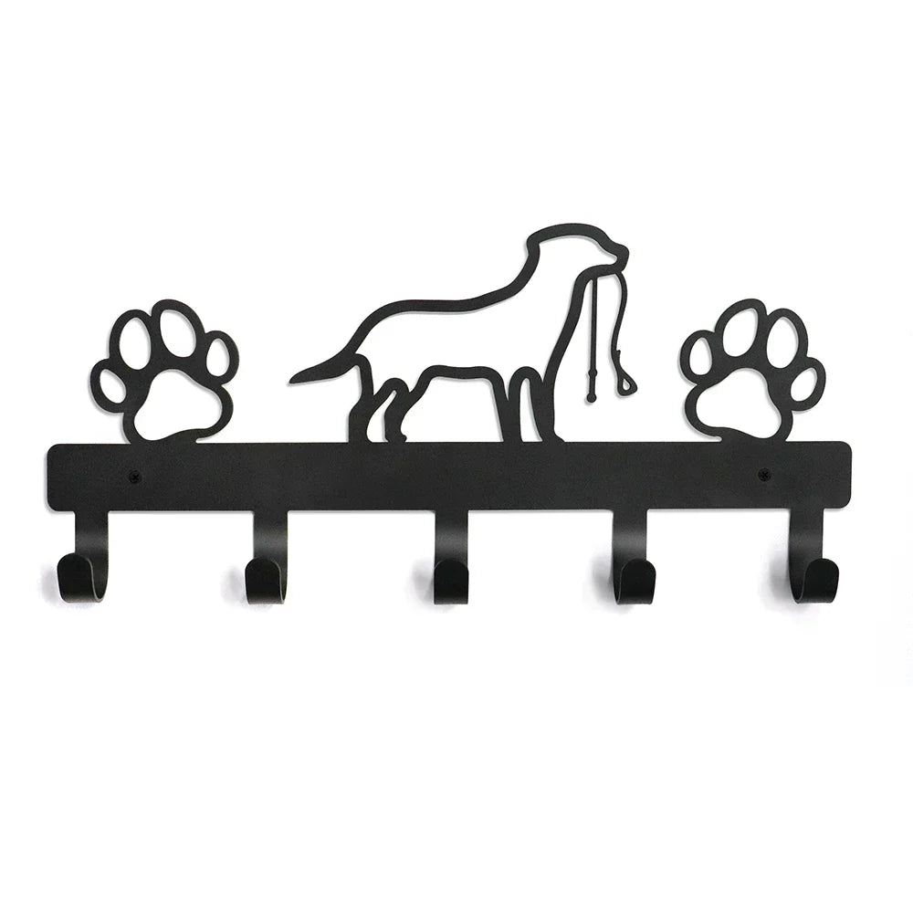 Metall Wandhaken mit Pfotenmotiv – Hundehalter mit 5 Haken | Wandorganizer aus Eisenkunst für Schlüssel, Leinen & Jacken Kaufschwan®