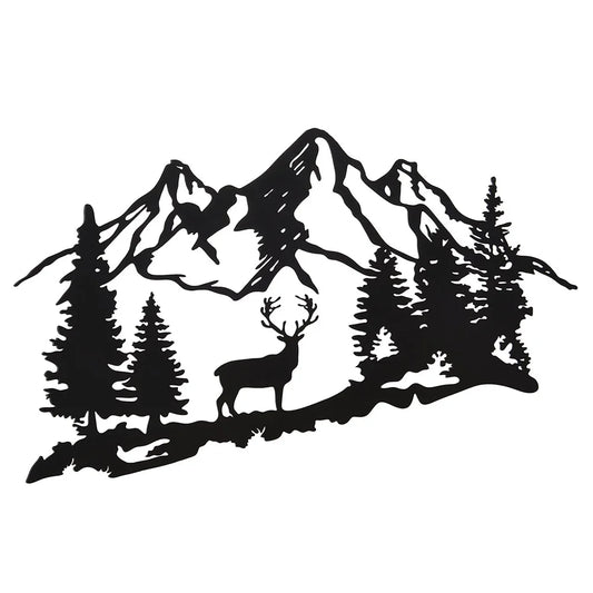 Metall Hirsch Wandbild – Rustikale Wald Berg Hütten Dekoration Kaufschwan®
