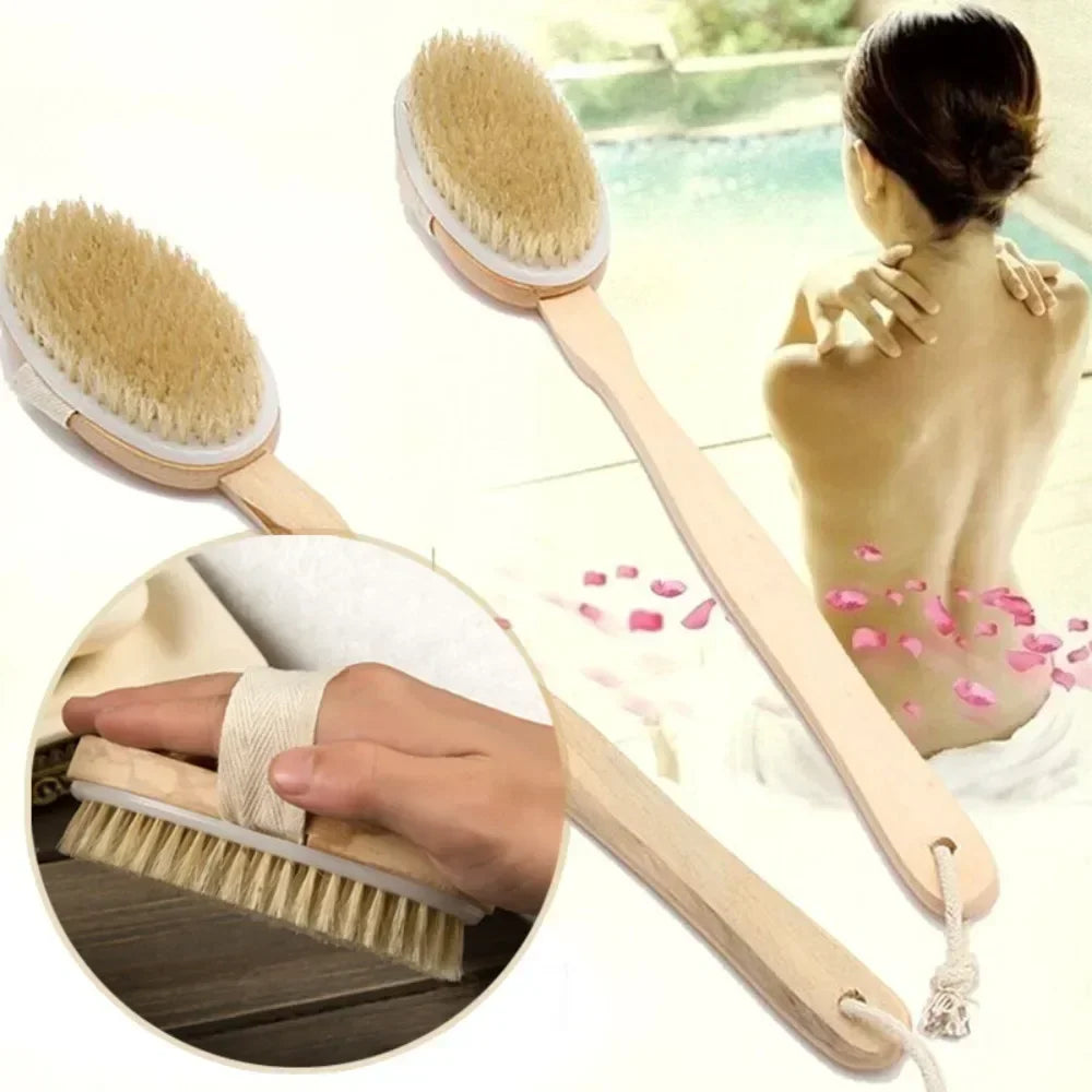 Naturborsten Rückenbürste – Abnehmbarer Langer Holzgriff Trocken Körper Massagebürste Kaufschwan®
